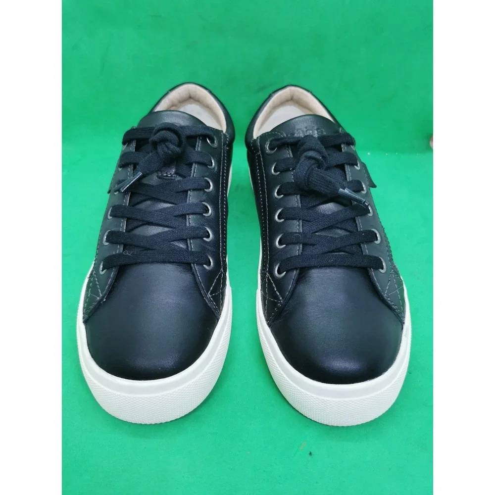 Taos Plim Soul Lux Black Leather Sneakers Womens Size 8.5 Low Top Lace Up Shoes